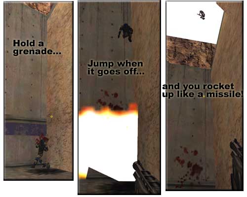 Frag jumping is a last resort jump 

and can only be done when you have almost full health and armor.