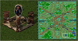 The black circle is a toggle-able option in-game, "Always show units behind buildings"